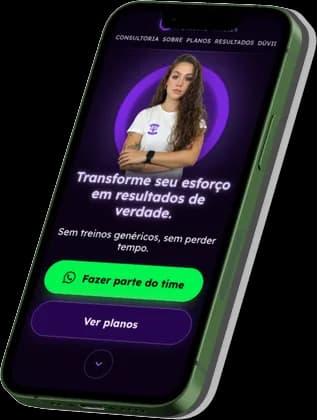Landing page de Mari Pelegi exibida em um iPhone